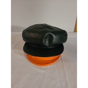 Quality DeLuxe Hand Tailers Black Leather  Motorcycle Cap